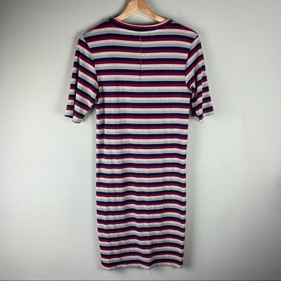 Stateside: Bodycon Striped Cycle Court Mini Ribbed T-Shirt Dress Size Large - Picture 5 of 5